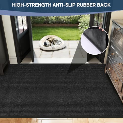 3'x5' Commercial Floor Mat, Heavy Duty Mat for Front Door, Business & High-Traffic Zones,Non-Slip Welcome Rugs for Entryway,Rubber Back,Low Profile Large Door Mats,Black Stripe - size: 3' x 5' (Rectangular)