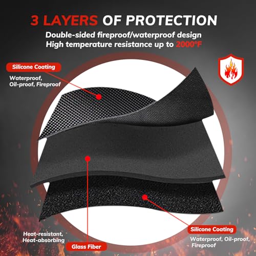 60x40 inch Under Grill Mats for Outdoor Grill, Fireproof Blackstone Mat for Lawn,Gas Grills, Deck and Patio, Fireplace/Fire Pit Mat,Oil-Proof Waterproof BBQ Grill Protector - size: 60x40