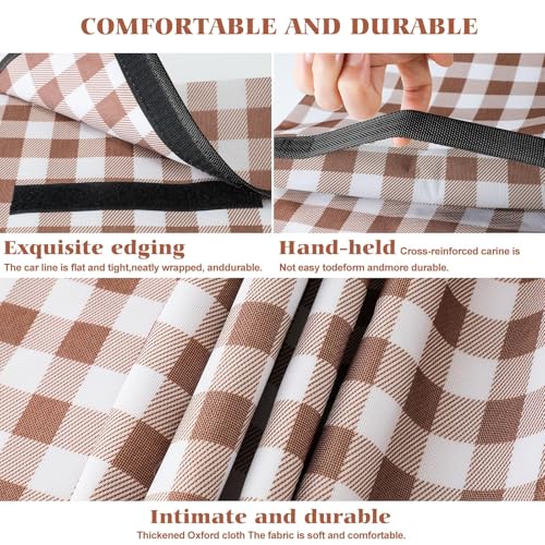 Picnic Blanket Waterproof Beach Rug 80''x118'' Picnic Mat Washable Lightweight with Handle Coffee Checkered for Hiking Travelling Outdoor Camping,Parks - color: Coffee, size: 6'7" x 9'10" (Rectangular)