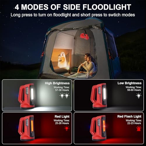 ERAY Rechargeable LED Spotlight Flashlight, Portable Camping Lantern 4800mAh, 7 Light Modes &Waterproof, Super Bright Handheld Spotlight for Hurricane Emergency, Outages, Camping, Hiking - color: Red