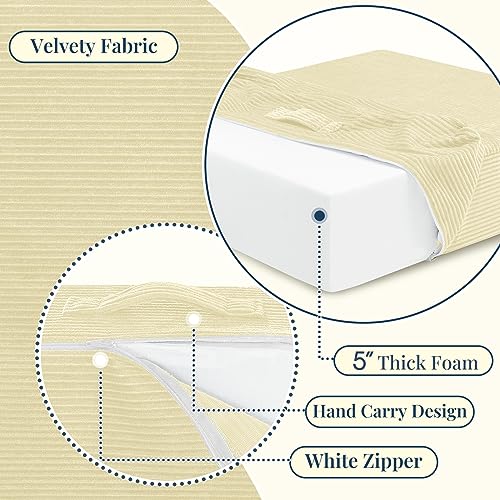 Wellsin Solid Square Floor Pillows for Adults Kids - Large Meditation Floor Pillow Seating Cushion with Thick Foam & Washable Velvet Cover, 1 Pack, 22x22x5 Inch, Beige - color: Beige, size: 1 Pack (22"x22")
