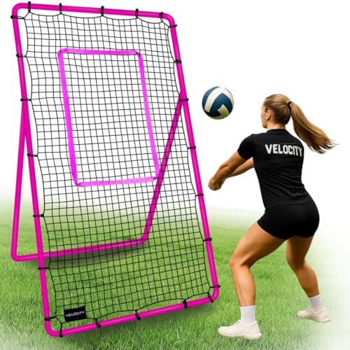 Velocity Volleyball Rebounder 5-Angle Adjustable 7x4 ft Volleyball Rebounder Net for Backyard with Reinforced Steel Frame & High-Tension PE Netting Bounce Back Net with Travel Bag
