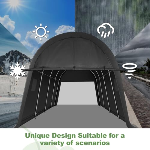 COBIZI Carport Canopy 12x20 Heavy Duty Portable Garage, All-Season Portable Car Ports & Outdoor Storage Shed, Galvanized Frame Vehicle Shelter with Removable Doors and Vents - color: Dark Gray, size: 12'x20'