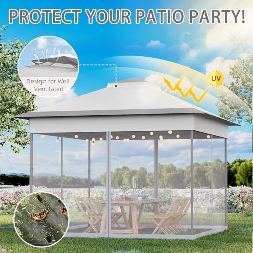 Bezseller 11x11 Pop Up Gazebo with Mosquito Netting, Easy 1-Person Setup Outdoor Canopy, Water-Resistant Portable Shelter for Patio, Backyard & Garden, UV Protection, Light Grey - color: Light Grey, size: 11"x11"