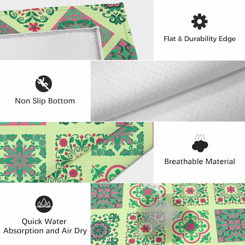 Bohemia Area Rug 5' x 7', Outdoor Rugs for Patio Rug Carpet for Sofa Living Room Bedroom, Large Floor Mat and Rugs for RV, Backyard, Deck, Picnic, Vintage Country Farmhouse Boho Style Light Green - color: Lemon Green, size: 5' x 7' (Rectangular)