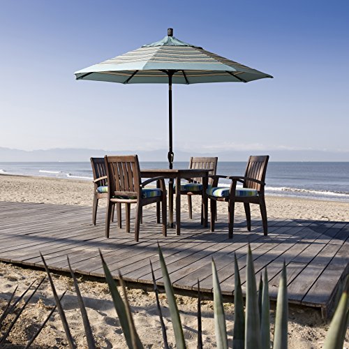 California Umbrella GSPT908302-5402 9' Round Aluminum Market, Crank Lift, Push Button Tilt, Black Pole, Sunbrella Granite - color: Granite