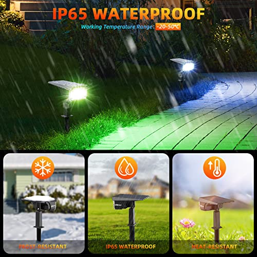 LEREKAM Color Solar Lights Outdoor Waterproof Spotlights with 9 Light Modes, Color Changing Solar Outdoor Lights for Decorate Festivals, Colored Solar Spot Lights Auto On/Off, RGBW 6 Pack - color: Multicolor, size: 6 Pack