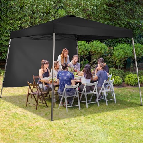GDY 10x10 FT Pop Up Canopy Outdoor Instant Tent Slant Legs with a Sidewall,Equipment Vents, Portable Gazebo Shelter for Patio, Deck, Beach and Garden,Black. - color: Black