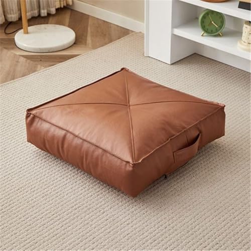 4" Thick Faux Leather Floor Seat Pad Yoga Meditation Cushion,Waterproof Square Floor Cushion Seating for All Ages,Portable Floor Cushion Booster Cushion (Brown,20x20x4inch) - color: Brown