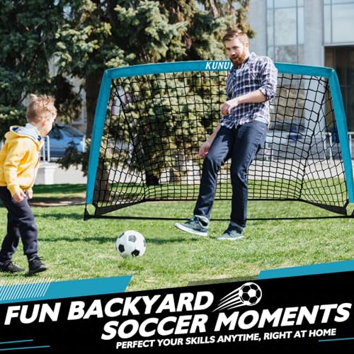 2 of 5×3 6x4 9x5 FT Portable Kids Soccer Goals Set, Foldable Soccer Practice Nets for Backyard with Carrying Bag for Toddler Youth Pop Up Soccer Training Equipment Indoor Outdoor Sports Game Gift - color: Blue, style: 5x3FT