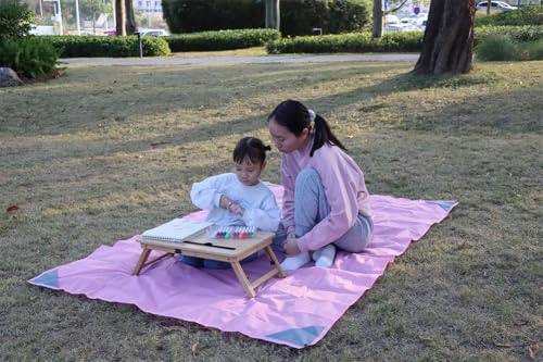 Orga'Neat Pocket Picnic Blanket, Beach Mat Waterproof Sandproof, Compact Lightweight Small Tarp for Camping, Hiking, Backpacking, Festival, Travel, Foldable in Bags (Pink/Grey, 55"x79") - color: Pink/Grey, size: 55"x79"