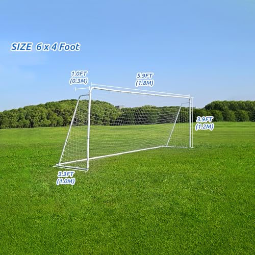 Soccer Goal Nets, Football Net Sports Replacement Post Net for 6' x 4', 8' x 6', 12' x 6't, 24' x 8' Soccer Goals - Not Include Posts - size: 6 x 4 Foot