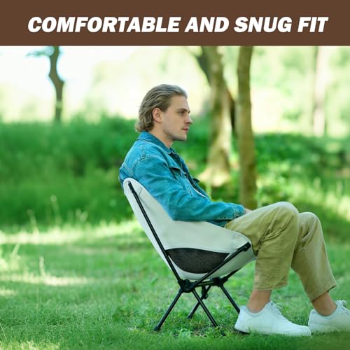Wind Tour Portable Camping Chair Lightweight Foldable Outdoor Chair for Hiking Camp Backpacking Lawn Beach Fishing Picnic with Carry Bag (Off White) - color: Off White