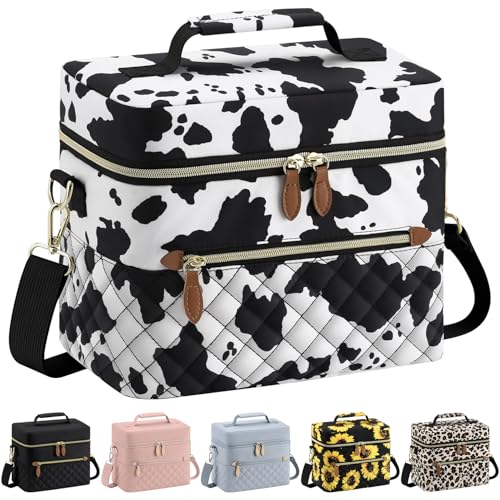 Tenot Insulated Lunch Box for Women Reusable, Leak Proof Cooler Lunch Bag Women for Work Stylish Quilted Lunch Tote Bag for Adult Picnic Travel Hiking Cow Print - color: Cow Print