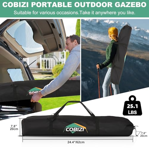 COBIZI 10x10 FT Pop up Gazebo, Popup Canopy Tent,Screened in Gazebos with sidewalls,Waterproof Portable Outdoor Small Screen Tents Sun Shelter,carpas para Patio for Camping,Garden,Backyard,Brown - color: Brown, size: 10x10FT with 4 Sidewalls