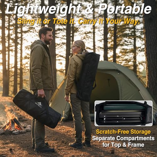 Camping Table Portable Foldable with Adjustable Height, Lightweight Collapsible Aluminum Roll-Up Camp Table with Storage Bag & Carry Bag, Heat-Resistant for RV Picnic BBQ Camping (Medium 20"×18") - size: Medium 20"×18" - Side Table Height (26"H)