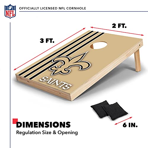 Wild Sports 2' x 3' Solid Wood Cornhole Set with Direct Print HD Team Graphics – Great Gift for Any Football Fan! Bean Bag Toss Family Outdoor Games – NFL New Orleans Saints