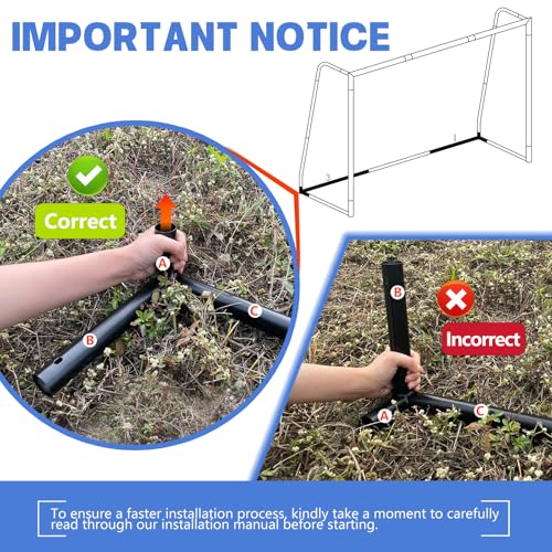 Soccer Goal for Backyard,6x4/8x5/10x6.5/12x6.5ft Metal Soccer, Soccer Goal for Kids 8-12, Soccer net with Zipper Design, Easy Assemble, Weatherproof Foam Padded Goal Post, Adults - style: 6'W×4'H