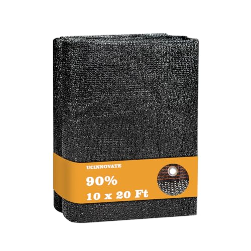 UCINNOVATE Garden 90% Shade Tarp 10x20 FT UV Resistant Sunshade Mesh Cover with Grommets, Sunscreen Net for Plant Heat Protection, Black Shade Cloth for Outdoor Pergola Patio Deck Backyard Barn Kennel - color: 90% Shading Rate, size: 10x20ft