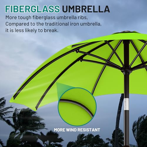 AreShark 10 FT Outdoor Patio Umbrella, Patio Table Umbrella with Push Button Tilt and Crank, Outdoor Patio Umbrellas with 8 Fiberglass Ribs, Patio Umbrellas for Market, Garden, Pool (Apple Green) - color: Apple Green