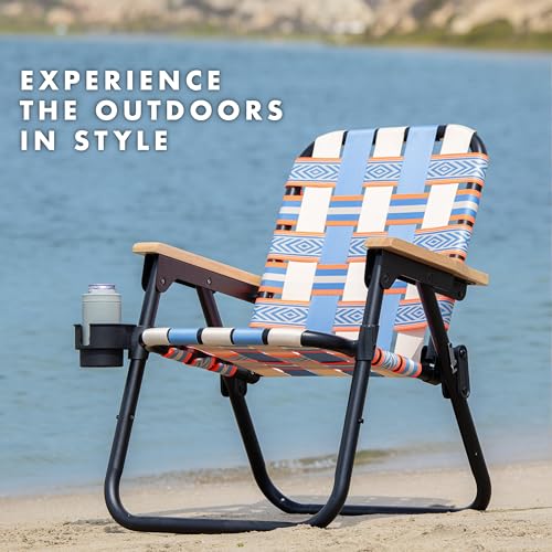 GoSports WOVN Beach Backpack Chair - 9 Styles Available - Premium Folding Camping Chair - color: Baja