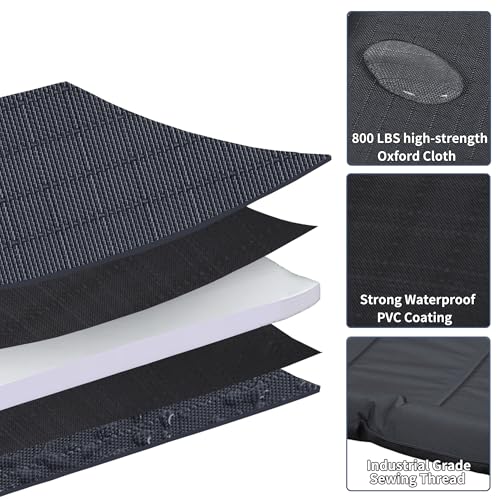 Durable Outdoor Dog Bed with Pillow Around Curling Sleep Fully Waterproof Indoor Cat Bed Crate Mat Stable Kennel Pad, for Pets (Charcoal, Large(35x21in)) - color: Charcoal, size: Large(35x21in)
