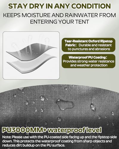 Premium Tent Footprint, PU3000, Oxford Ripstop Fabric, Durable,Tarp Ground Sheet for 2 Person Backpacking Tent Floor Protector for Hiking, Camping, Beach and Picnic (Rectangle(90.6" L x 59" W)