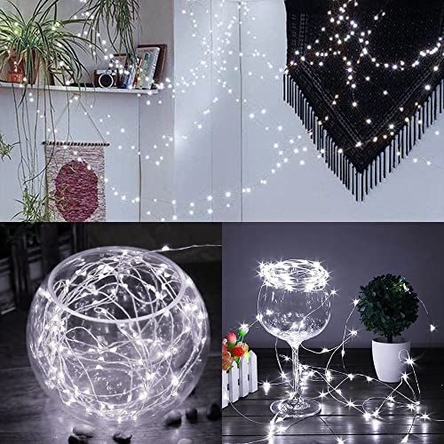 WATERGLIDE 24 Pack Fairy Lights Battery Operated (Included), 7 ft 20 LED Mini String Lights, Waterproof Silver Wire Firefly Starry Lights for DIY Wedding Christmas Party Mason Jars Decor, Cool White - color: Cool White