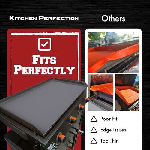 KITCHEN PERFECTION 28" Premium Silicone Griddle Cover Mat for Blackstone Griddle 28 Inch - Hermetic Protection from Rust & Debris All Year, Fits All Blackstone 28 Inch Models - Food Grade Silicone - color: Gray 28 inch