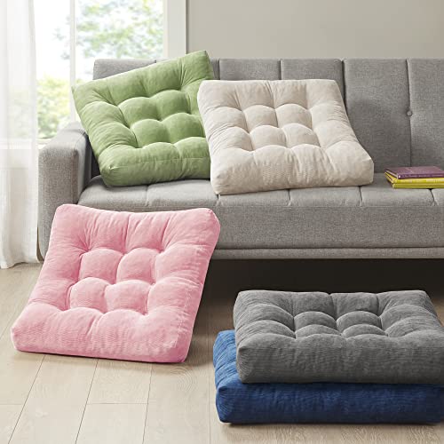 Meditation Floor Pillow Pink, Square Large Pillows Seating for Adults, Tufted Corduroy Cushion for Living Room Tatami, 22x22 Inch, 1 Count (Pack of 1) - color: Square | Pink | 1 Pack, size: 1 Pack