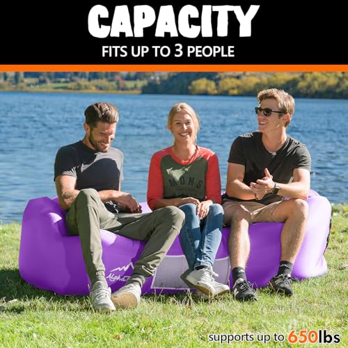 AlphaBeing Inflatable Lounger Beach Chair Accessories, Air Sofa Hammock Inflatable Couch for Camping Backyard Lakeside with Compression Sacks, Ideal Outdoor Gifts for Adults - color: PURPLE