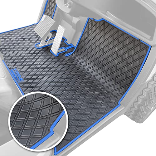 Xtreme MATS Yamaha Compatible Golf Cart Mat, Full Coverage Golf Cart Floor Liner Mat - Compatible with Yamaha Adventurer (2007-2017), G29, YDR, & Drive (Gen1) Models Only - Black with Blue Trim - color: Blue Trim, size: Drive/G29