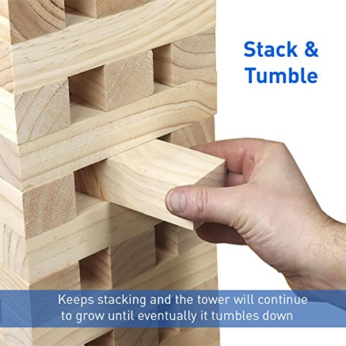 EasyGoProducts 54 Piece Large Wood Block Stack & Tumble Tower Toppling Blocks Game Great for Game Nights for Kids, Adults & FamilyStorage Bag
