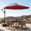HOMSHADE 10ft Patio Umbrella with Base Included, Cantilever Umbrella UPF50+ UV Protection with Easy Tilt and Crank for Pool Deck and Garden(Red) - color: Red