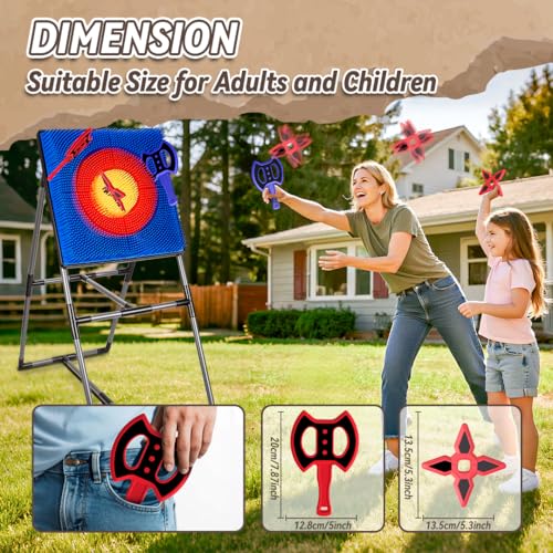 Axe Throwing Game for Backyard, Axe Throwing Target Set 16 Throwing Axes Outdoor Games Indoor Carnival Yard Lawn Backyard Games 8 Star + 8 Axes (Dart Board Not Inclu) - style: 8 Throwing Star & 8 Axes