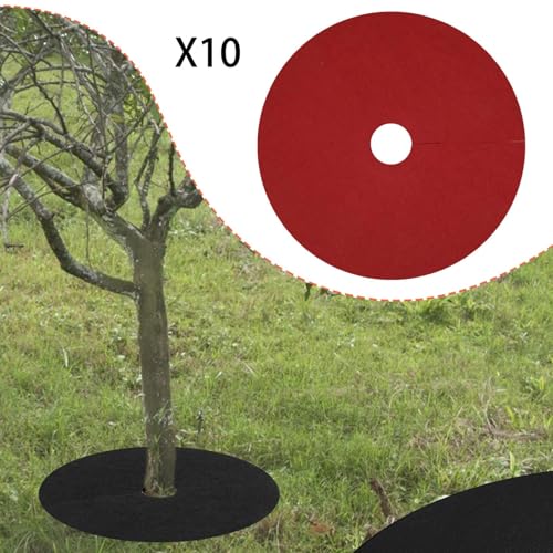 10Pcs Tree Weeding Barrier Mats Ground Covers Tree Protection Mats for Landscaping, red - color: red