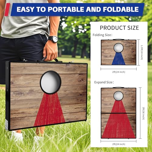 Portable Cornhole Board Set - Aluminum, Foldable 24x12in or 36x24in with Bean Bags | for Adults, Indoor/Outdoor, Travel, Beach & Camping - size: 3x2FT