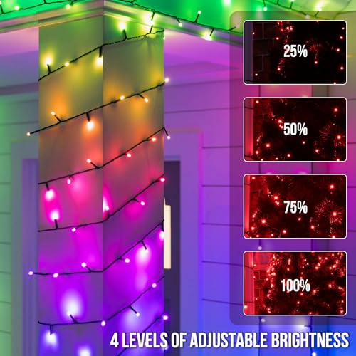 164 FT 500 LED Christmas String Lights, Waterproof RGB String Lights with Remote Control& Timer Function, 24 Colors Changing Fairy Lights for Indoor Outdoor Room Wall Christmas Tree Party Decoration - color: RGB (Red, Green, Blue), size: 164FT