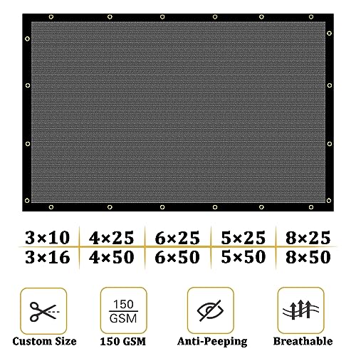 Shade&Beyond 4' X 25' Fence Privacy Screen Heavy Duty 170 GSM Fencing Mesh Shade Net Cover for Wall Garden Yard Backyard Indoor Outdoor Home Decoration, Dark Gray - color: Dark Gray, size: 0 4' x 2 5'