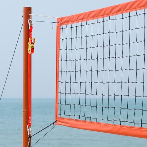 MiniInflat 2 Pcs Volleyball Net Tensioning Ratchet Strap, Heavy Duty Net Tensioning Lever Ratchet, Volleyball Poles Rope Tightener for Indoor & Outdoor Use - color: Red