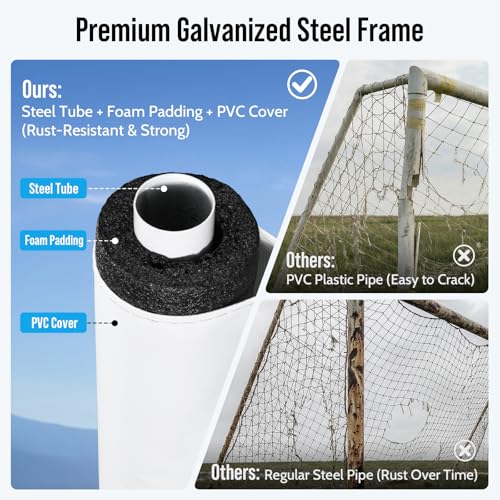 Soccer Goal for Backyard, Heavy Duty Soccer Net with Safety Foam Padded Metal Post, Durable Goals with Training Set Agility Ladder & 12 Cones for Youth & Adults Practice