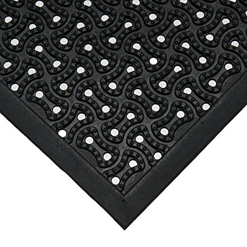 Rubber-Cal "Dura-Scraper Drainage Commercial Door Mat - 3/8 in x 3 ft x 4 ft - Black Rubber Doormat - size: 3' x 4' (Rectangular)