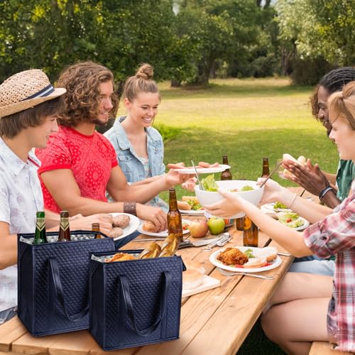 Insulated Grocery Bags, Reusable Insulated Bag, Portable Cooler Bags for Shopping Food Travel Beach Camping (4 Pack) - color: Navy Blue