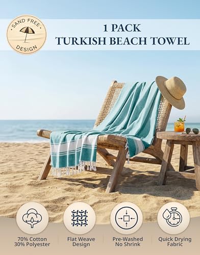 LANE LINEN Beach Towel - Beach Towels Oversized, Pre-Washed Large Beach Towels, Sandless Beach Towel, Quick Dry Travel Towel, Large Pool Towels, 39"x71" - Hunter Green - color: 13: Hunter Green, size: Pack of 1