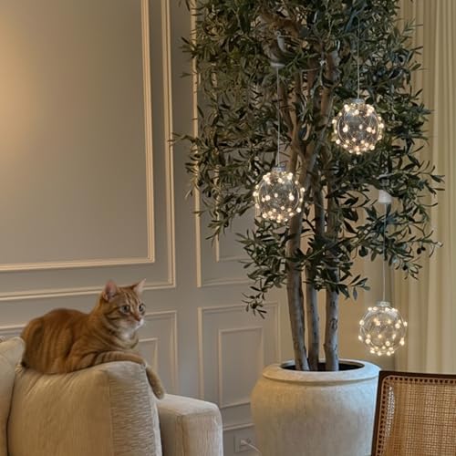 FURORA LIGHTING Hanging Ball Lights Pack of 3-32 Warm White LED, Waterproof, Remote & 6/18 Timer - 5" Globe String Lights for Patio, Garden & Outdoor Decor