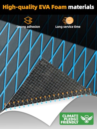FOCEAN Boat Flooring EVA Foam Boat Decking Marine Mat Non-Slip Self-Adhesive Flooring Sheet for Motorboat Jon Boats Bass Boat Kayak RV Floor, 94.5"'x 15.7'', Dark Grey with Blue Lines - color: Dark Grey With Blue Lines, size: 94.5"L x 15.7"W x 0.2"Th