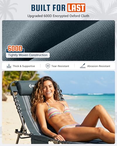 KingCamp Lounge Chair with face Hole, 400LBS Tanning Chairs for Outside, Adjustable 5-Position Beach Lounge Chairs Folding Sun Tanning Chair for Outside Beach Patio Sun Bathing Pool Backyard - color: B*sunbask Face Hole——blue/Grey Face Hole, style: 400lbs