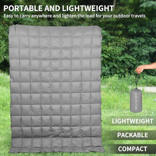 Down Camping Blanket - Lightweight, Packable, Warm & Puffy Outdoor Travel Quilt for Sleep, Hiking, Backpacking, Stadium, Festivals, Water-Resistant Sleeping Bag 55"x79" - color: Storm Gray, size: 1LB 1.6OZ / 79" x 55"