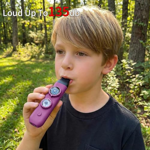 Multifunctional Survival Emergency Whistle for Kids with Compass Hiking Survival, Thermometer & Neck Lanyard | Emergency Safety Gear for Hiking, Camping, Kayaking, Boating, Climbing - color: rose purple2pcs