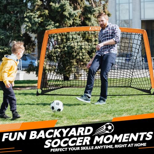 2 of 5×3 6x4 9x5 FT Portable Kids Soccer Goals Set, Foldable Soccer Practice Nets for Backyard with Carrying Bag for Toddler Youth Pop Up Soccer Training Equipment Indoor Outdoor Sports Game Gift - color: Orange, style: 9x5FT